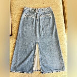 Loft Women’s Light Blue Denim Long Skirt with Front Slit